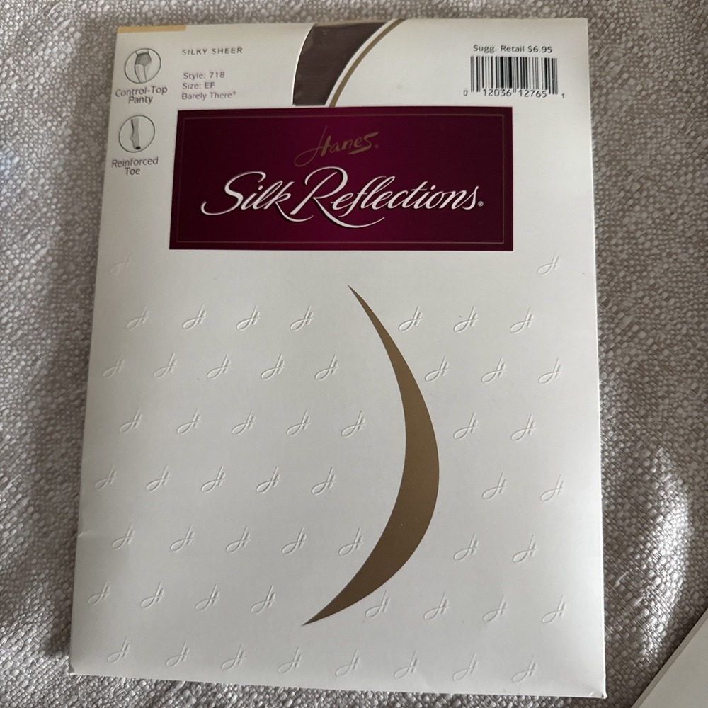 1 Pair Hanes Silk Reflections SIlky Sheer Control Top Pantyhose BARELY THERE‎ EF